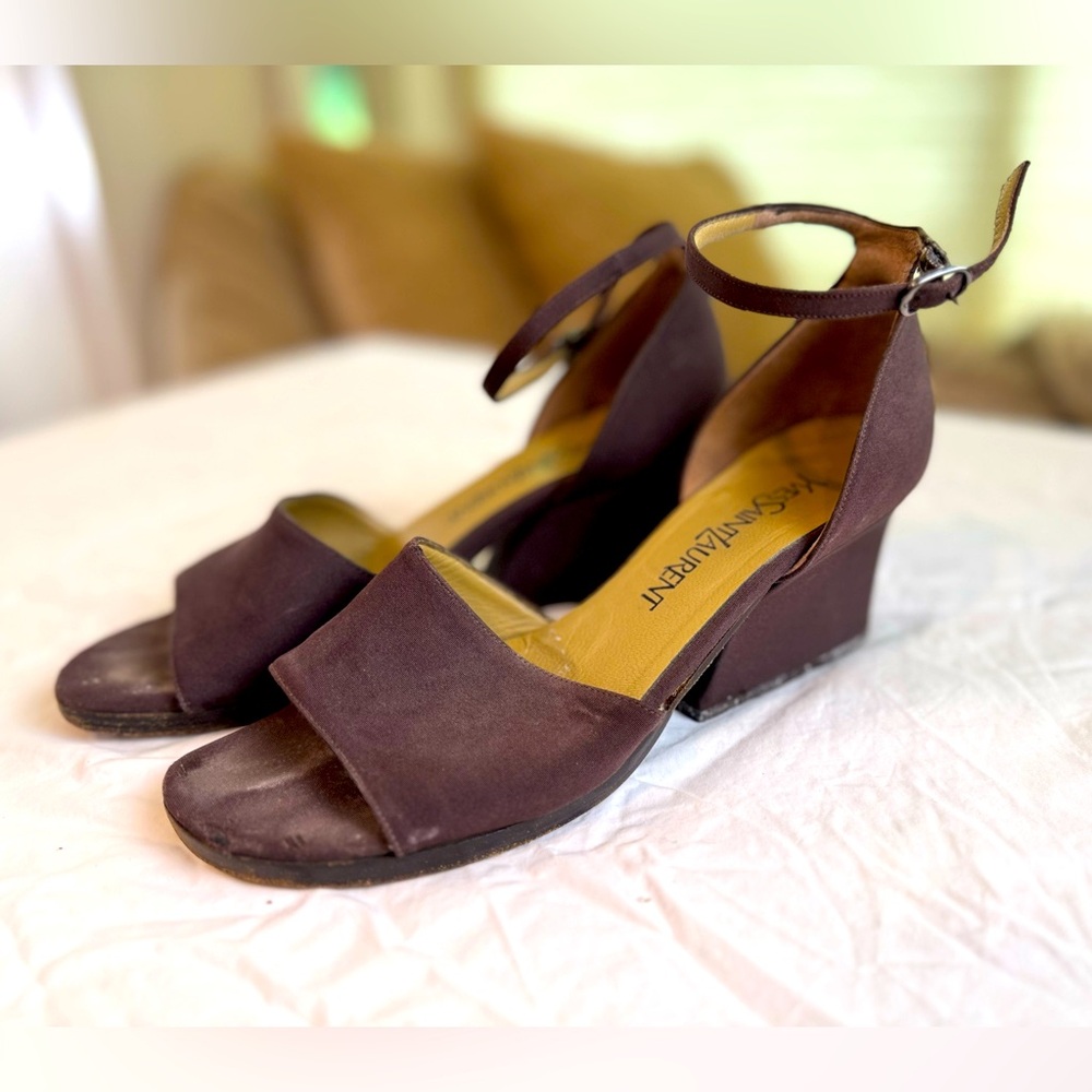 Vintage Yves St Laurent Chocolate Brown Heeled Sandals